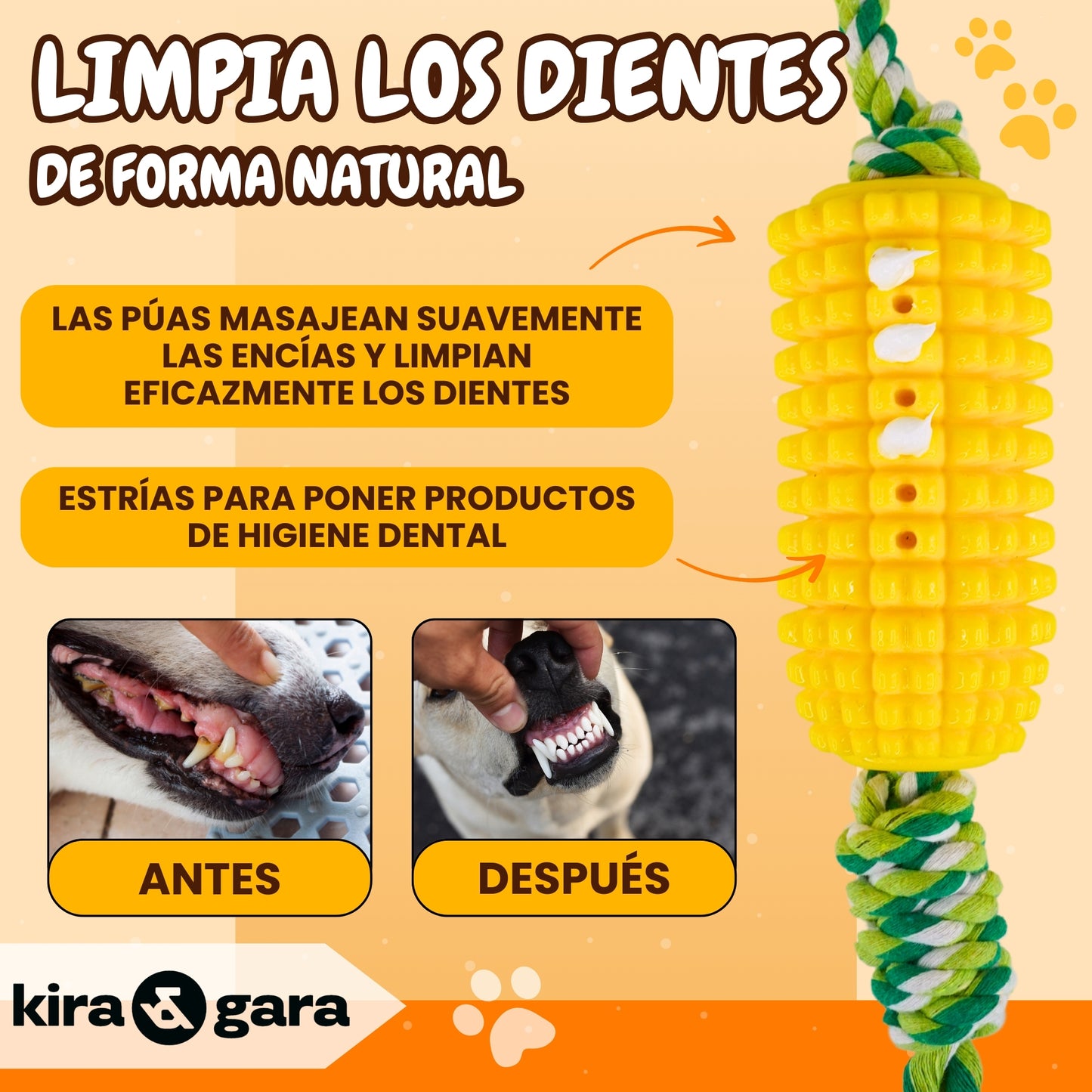 CornBrush - Juguete Perro Indestructible - Mordedor Perro - Juguete Limpiadientes - Juguete Antiestrés