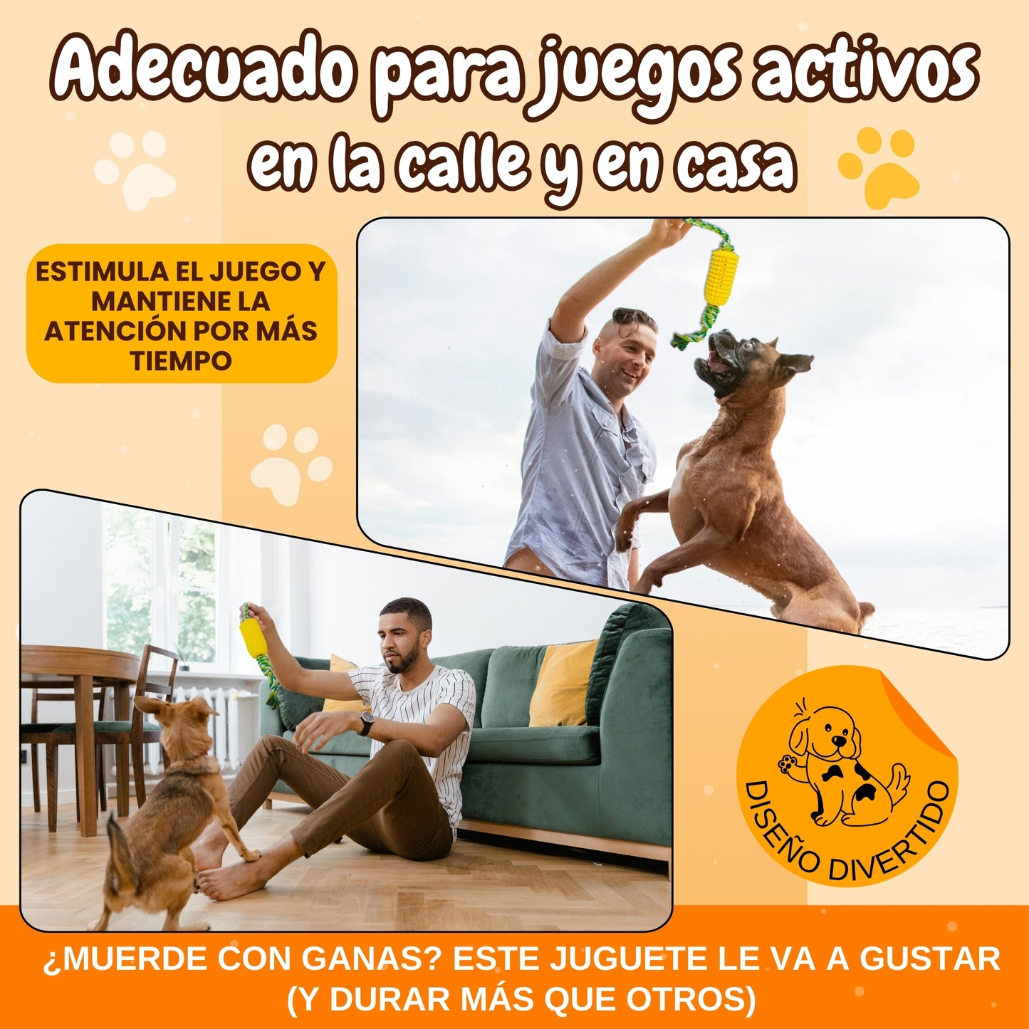 CornBrush - Juguete Perro Indestructible - Mordedor Perro - Juguete Limpiadientes - Juguete Antiestrés