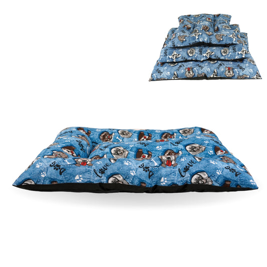 Cama para Perro - Colchoneta para Perro - Cojín Perro - Colchón Perro (Vaquera-Blue)