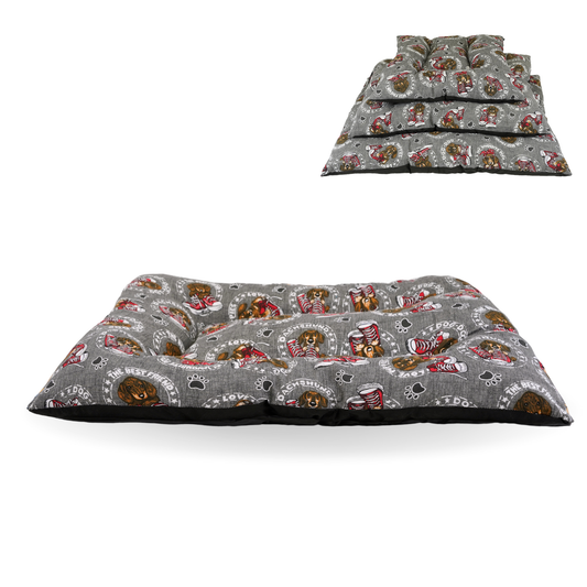 Cama para Perro - Colchoneta para Perro - Cojín Perro - Colchón Perro (Love-dogs-grey)