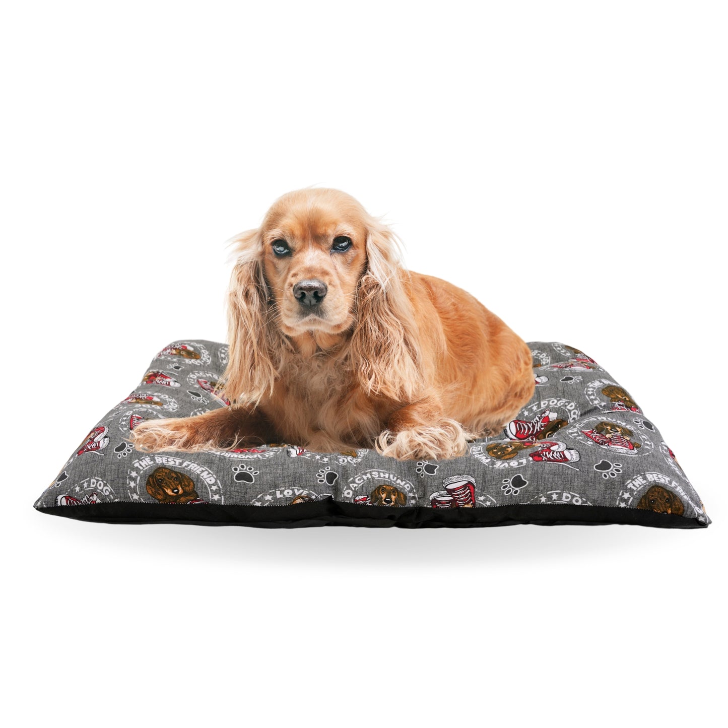 Cama para Perro - Colchoneta para Perro - Cojín Perro - Colchón Perro (Love-dogs-grey)