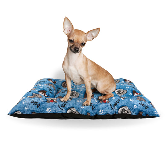 Cama para Perro - Colchoneta para Perro - Cojín Perro - Colchón Perro (Vaquera-Blue)